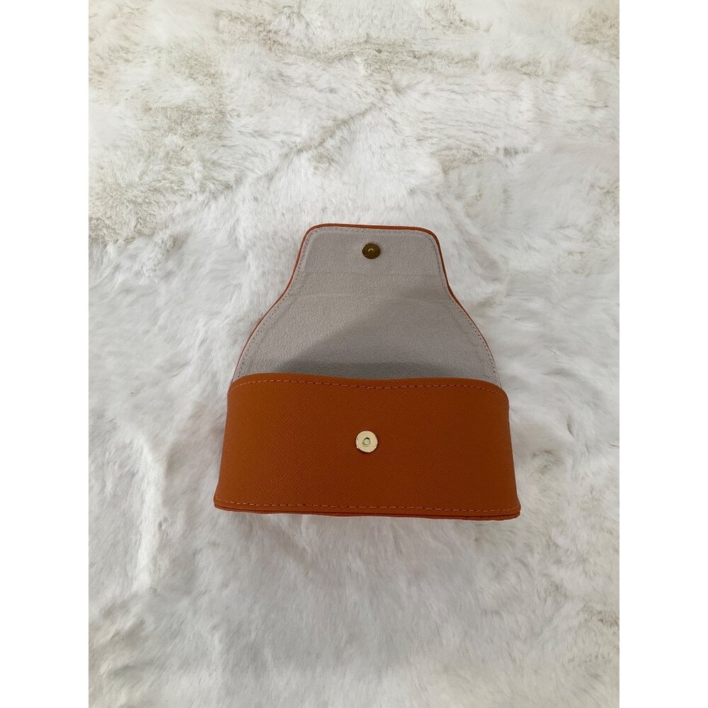 TORY BURCH Orange Authentic Sunglasses Eyeglasses Leather case NEW - Picture 4 of 6